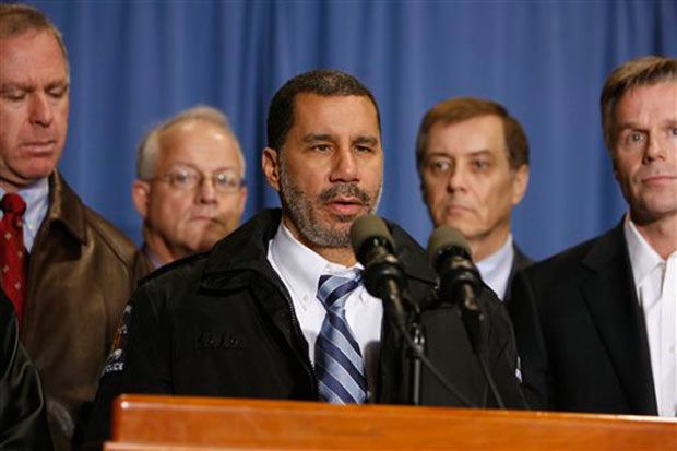 Governor Paterson speaks at a press conference